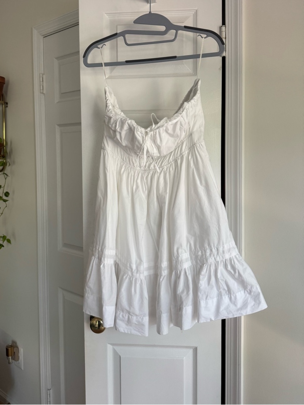 Anthropologie The Somerset Strapless Mini Dress White Size Large Smocked Cotton - Picture 6 of 7